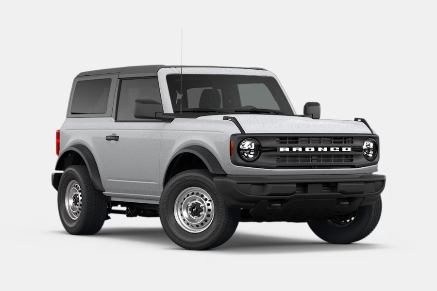 Silver two-door Ford Bronco exterior shown for comparison