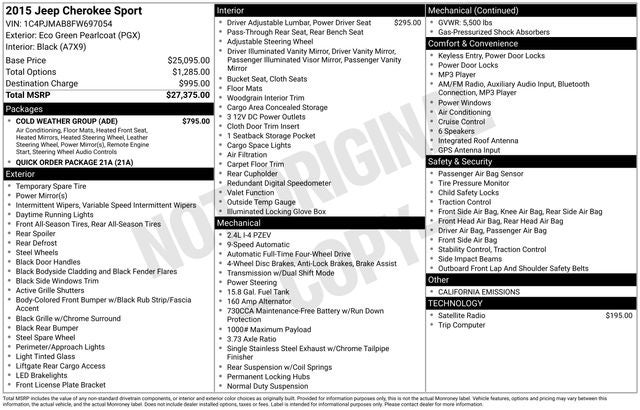 2015 Jeep Cherokee Sport