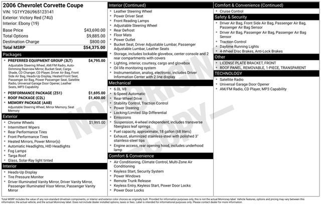 2006 Chevrolet Corvette 2dr Cpe