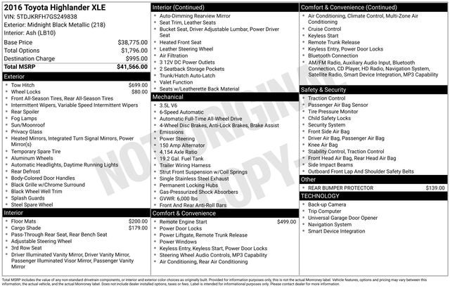 2016 Toyota Highlander XLE V6