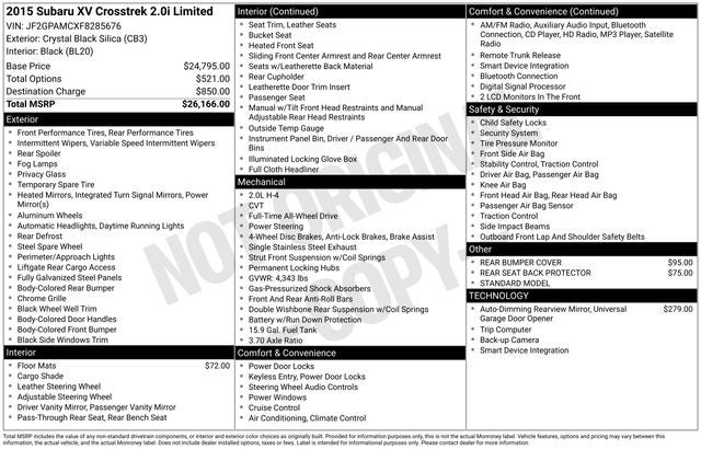 2015 Subaru XV Crosstrek 2.0i Limited