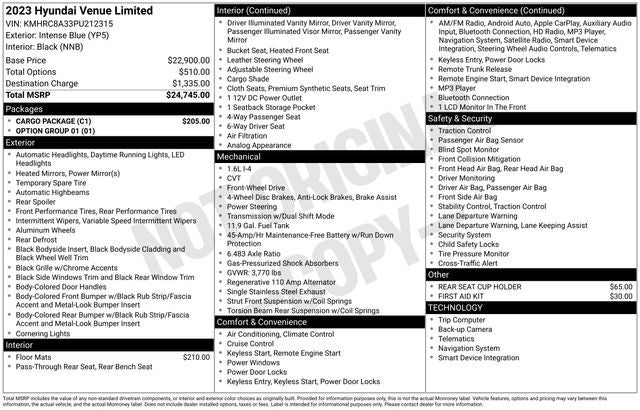 2023 Hyundai Venue Limited