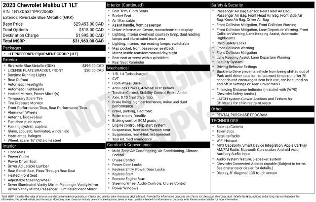 2023 Chevrolet Malibu LT 1LT
