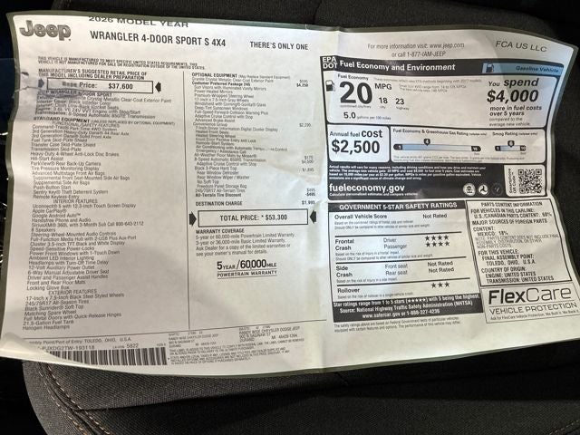 2026 Jeep Wrangler WRANGLER 4-DOOR SPORT S